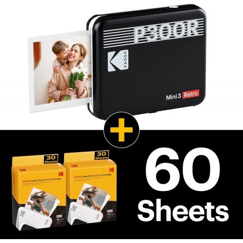  [아마존베스트]KODAK Mini 3 Square Retro Portable Printer - Social Media Photo Instant Printer  Premium App iOS & Android Compatible  Wireless Connection  3x3inch Photo - 4PASS Technology - 60