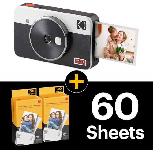  [아마존베스트]Kodak Mini Shot 2 Retro Portable Wireless Instant Camera & Photo Printer - White - 60 Sheets