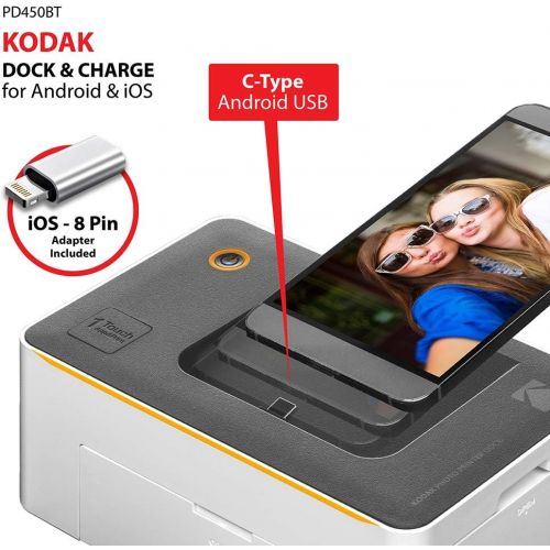  Kodak Dock Premium 4x6” Portable Instant Photo Printer, Bluetooth Edition Full Color Photos, 4Pass & Lamination Process Compatible with iOS, Android, and Bluetooth Devices (2021 Ed