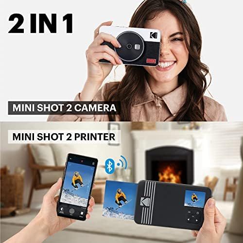  [아마존베스트]Kodak Mini Shot 2 Retro Camera and Portable Photo Printer iOS and Android 4Pass Technology (54x86mm) - Yellow - 8 Sheets