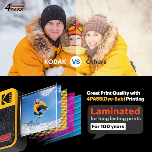  [아마존베스트]Kodak Mini Shot 2 Retro Camera and Portable Photo Printer iOS and Android 4Pass Technology (54x86mm) - Yellow - 8 Sheets