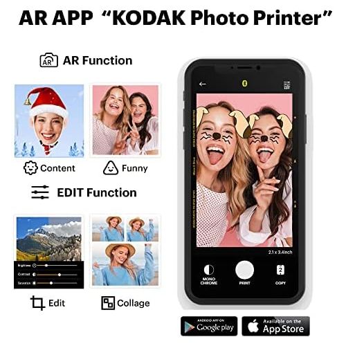  [아마존베스트]Kodak Mini 3 Retro Square (Polaroid) Instant Images in Premium Quality, Print on the Go with Mobile Phone, Mobile Photo Printer for Smartphone (iPhone & Android), Portable Bluetoot