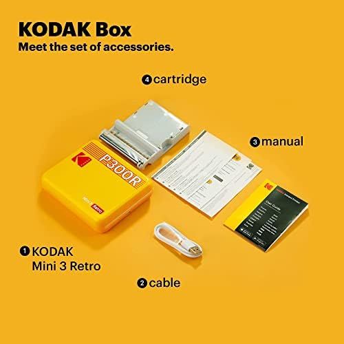  [아마존베스트]Kodak Mini 3 Retro Square (Polaroid) Instant Images in Premium Quality, Print on the Go with Mobile Phone, Mobile Photo Printer for Smartphone (iPhone & Android), Portable Bluetoot