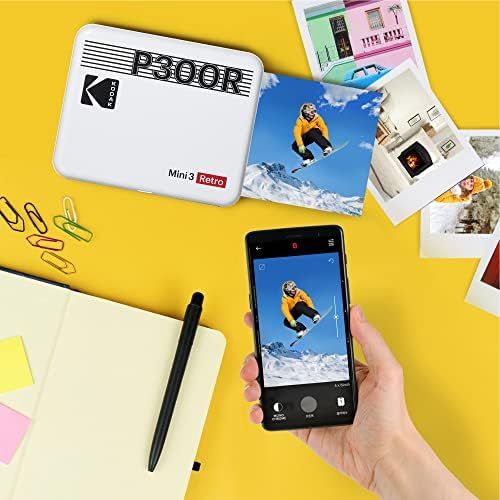  [아마존베스트]Kodak Mini 3 Retro Square (Polaroid) Instant Images in Premium Quality, Print on the Go with Mobile Phone, Mobile Photo Printer for Smartphone (iPhone & Android), Portable Bluetoot