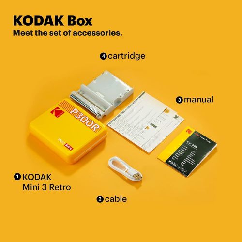  [아마존베스트]Kodak Mini 3 Retro Square (Polaroid) Instant Images in Premium Quality, Print on the Go with Mobile Phone, Mobile Photo Printer for Smartphone (iPhone & Android), Portable Bluetoot