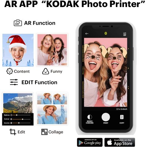  [아마존베스트]Kodak Mini 3 Retro Square (Polaroid) Instant Images in Premium Quality, Print on the Go with Mobile Phone, Mobile Photo Printer for Smartphone (iPhone & Android), Portable Bluetoot