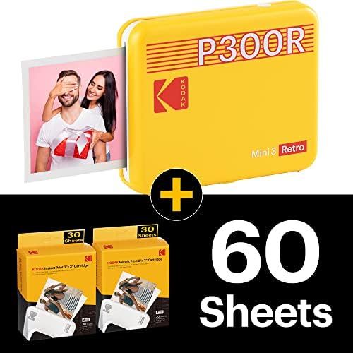  [아마존베스트]Kodak Mini 3 Retro Square (Polaroid) Instant Images in Premium Quality, Print on the Go with Mobile Phone, Mobile Photo Printer for Smartphone (iPhone & Android), Portable Bluetoot