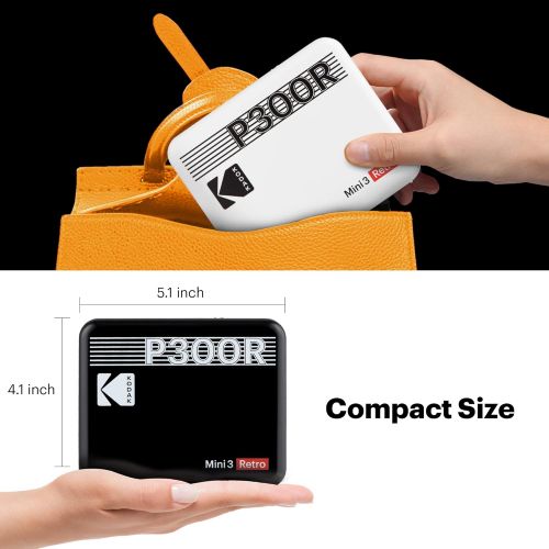  [아마존베스트]Kodak Mini 3 Retro Square (Polaroid) Instant Images in Premium Quality, Print on the Go with Mobile Phone, Mobile Photo Printer for Smartphone (iPhone & Android), Portable Bluetoot