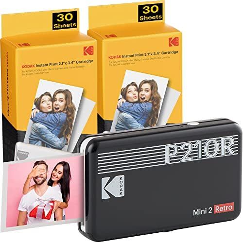  [아마존베스트]KODAK Mini 2 Plus Retro Mobile 10 X 15 Photo Printer, and Polaroid Instant Pictures print in premium quality on the go with your mobile phone, mobile photo printer for smartphone (