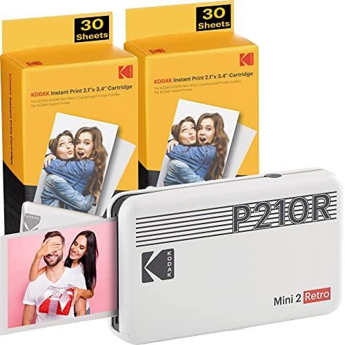  [아마존베스트]KODAK Mini 2 Plus Retro Mobile 10 X 15 Photo Printer, and Polaroid Instant Pictures print in premium quality on the go with your mobile phone, mobile photo printer for smartphone (