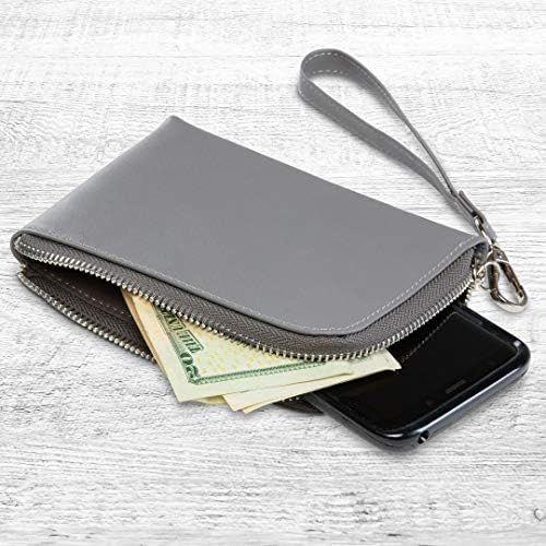  KODAK Leather Wristlet, Dressy Zipper Camera Bag, Wallet, Purse, Fits Printomatic, Mini Shot, Mini 2, Smile Printer/Camera - Grey