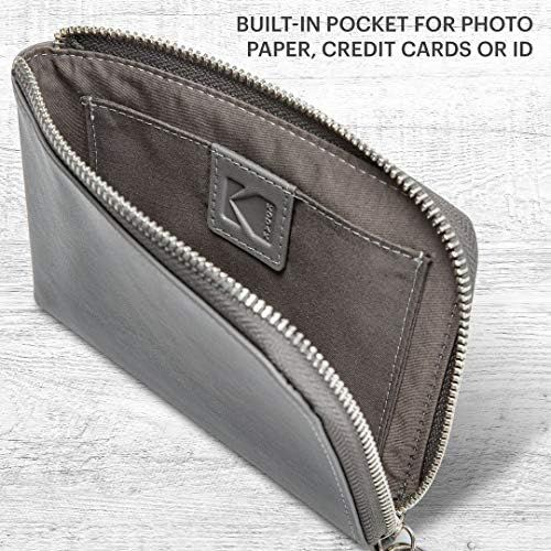  KODAK Leather Wristlet, Dressy Zipper Camera Bag, Wallet, Purse, Fits Printomatic, Mini Shot, Mini 2, Smile Printer/Camera - Grey