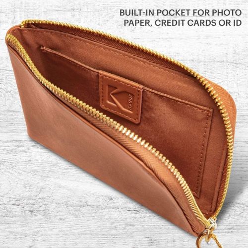  KODAK Leather Wristlet, Dressy Zipper Camera Bag, Wallet, Purse, Fits Printomatic, Mini Shot, Mini 2, Smile Printer/Camera - Brown