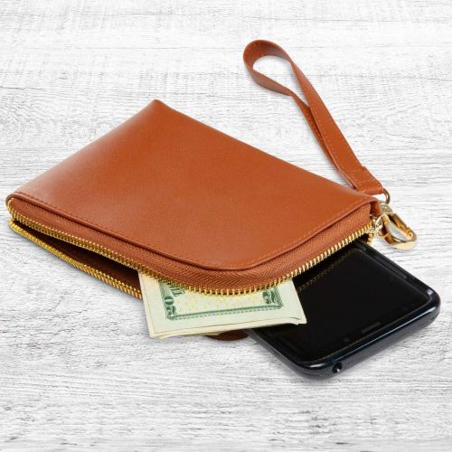  KODAK Leather Wristlet, Dressy Zipper Camera Bag, Wallet, Purse, Fits Printomatic, Mini Shot, Mini 2, Smile Printer/Camera - Brown