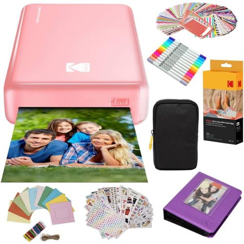  Kodak Mini2 Instant Photo Printer (Blue) Gift Bundle + Paper (20 Sheets) + Deluxe Case + 7 Fun Sticker Sets + Twin Tip Markers + Photo Album + Hanging Frames