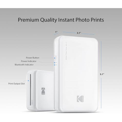  Kodak Mini 2 HD Wireless Portable Mobile Instant Photo Printer, Print Social Media Photos, Premium Quality Full Color Prints  Compatible wiOS & Android Devices (White)