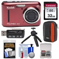 KODAK PIXPRO Friendly Zoom FZ43 Digital Camera (Red) with 32GB Card + Case + Tripod + Kit