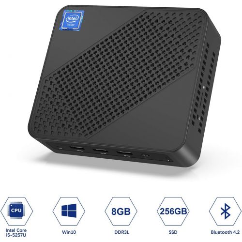  [아마존베스트]KODLIX U700 Mini PC Intel Core i5-5257U Windows 10 Pro Mini PC Desktop Computer,Expandable RAM 8GB DDR3L+256GB SSD, HDMI/Mini DP/USB-C 4K Salida, 2 x Ethernet, 3 x USB 3.0,Support Chromiu