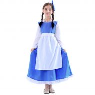 KOGOGO Girls Blue Belle Village Dress Maid Outfit Cosplay Costume