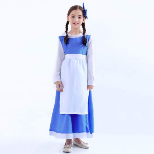  KOGOGO Girls Blue Belle Village Dress Maid Outfit Cosplay Costume