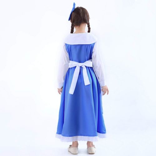  KOGOGO Girls Blue Belle Village Dress Maid Outfit Cosplay Costume