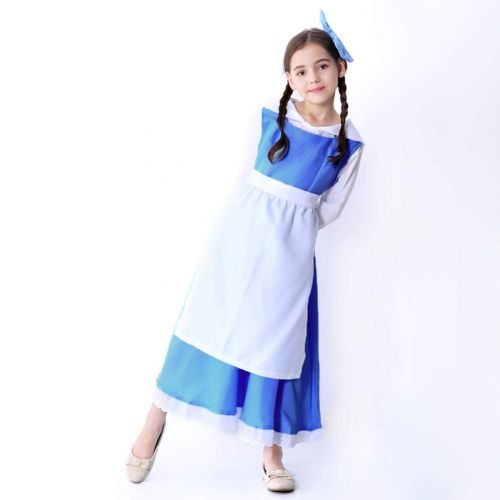  KOGOGO Girls Blue Belle Village Dress Maid Outfit Cosplay Costume