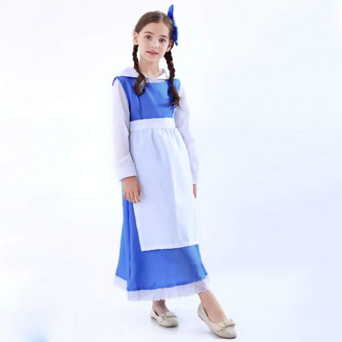  KOGOGO Girls Blue Belle Village Dress Maid Outfit Cosplay Costume