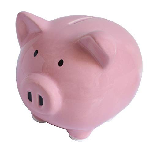  [아마존베스트]KOHIENWO Pink Piggy Banks, Piggy Bank for Girls Boys Kids A New for White Piggy Bank for Boys,Girls,Kids,Adult Coin Bank with DIY Sticker