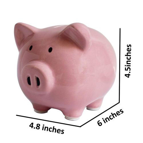  [아마존베스트]KOHIENWO Pink Piggy Banks, Piggy Bank for Girls Boys Kids A New for White Piggy Bank for Boys,Girls,Kids,Adult Coin Bank with DIY Sticker