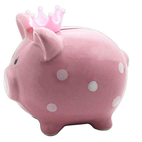  [아마존베스트]KOHIENWO Pink Piggy Banks, Piggy Bank for Girls Boys Kids A New for White Piggy Bank for Boys,Girls,Kids,Adult Coin Bank with DIY Sticker (Crown Mini Pink)