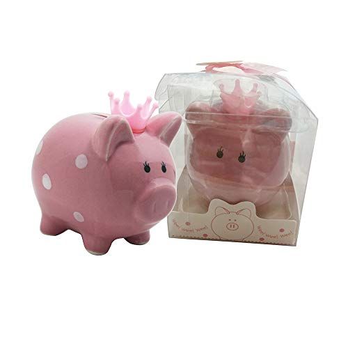  [아마존베스트]KOHIENWO Pink Piggy Banks, Piggy Bank for Girls Boys Kids A New for White Piggy Bank for Boys,Girls,Kids,Adult Coin Bank with DIY Sticker (Crown Mini Pink)