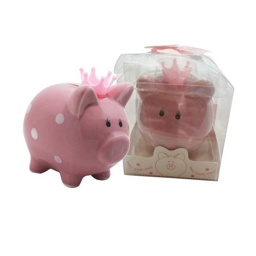  [아마존베스트]KOHIENWO Pink Piggy Banks, Piggy Bank for Girls Boys Kids A New for White Piggy Bank for Boys,Girls,Kids,Adult Coin Bank with DIY Sticker (Crown Mini Pink)