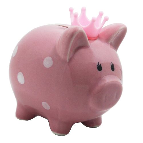  [아마존베스트]KOHIENWO Pink Piggy Banks, Piggy Bank for Girls Boys Kids A New for White Piggy Bank for Boys,Girls,Kids,Adult Coin Bank with DIY Sticker (Crown Mini Pink)