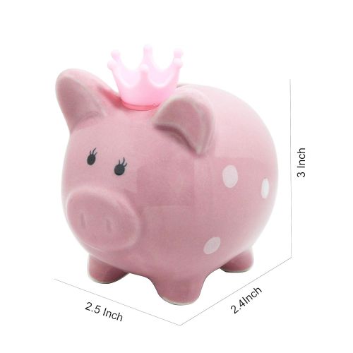  [아마존베스트]KOHIENWO Pink Piggy Banks, Piggy Bank for Girls Boys Kids A New for White Piggy Bank for Boys,Girls,Kids,Adult Coin Bank with DIY Sticker (Crown Mini Pink)