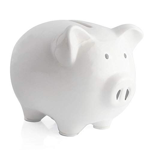  [아마존베스트]KOHIENWO Ceramic White Piggy Bank Makes a Perfect Unique Gift Nursery Decor Keepsake or Savings Piggy Bank for Kids White