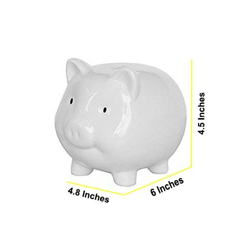  [아마존베스트]KOHIENWO Ceramic White Piggy Bank Makes a Perfect Unique Gift Nursery Decor Keepsake or Savings Piggy Bank for Kids White