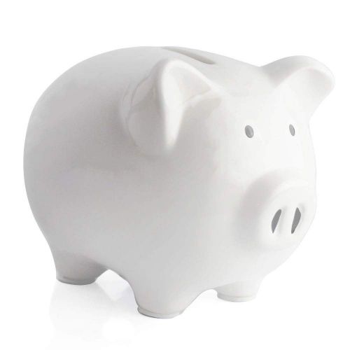  [아마존베스트]KOHIENWO Ceramic White Piggy Bank Makes a Perfect Unique Gift Nursery Decor Keepsake or Savings Piggy Bank for Kids White