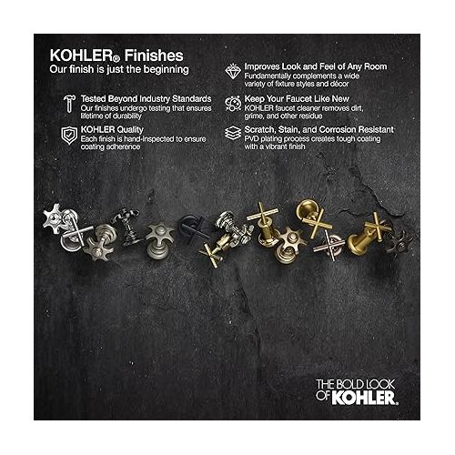  KOHLER 99491-4-2MB Elate Single-Handle Bathroom Faucet with Pop-Up Drain Assembly, One Hole Bathroom Sink Faucet, 1.2 gpm, Vibrant Brushed Moderne Brass