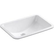 KOHLER 2214-0 Ladena Rectangular undermount Bathroom Sink with Curved Bottom, 20-7/8