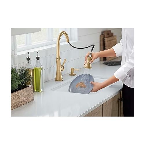  Kohler R28706-SD-2MB Kaori Single Handle Kitchen Faucet with Pull Down Sprayer and Soap Dispenser, Vibrant Brushed Moderne Brass