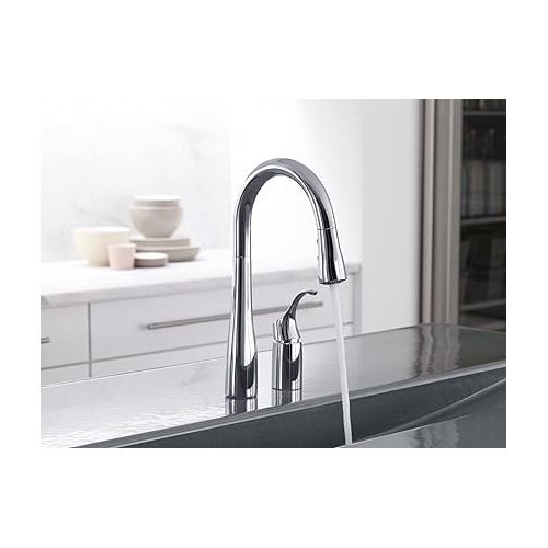  KOHLER 649-VS Simplice Pull-Down Bar Sink Faucet, Prep Sink Faucet, Kitchen Sink Faucet with Pull Down Sprayer, Vibrant Stainless