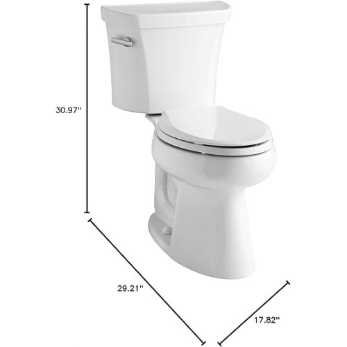  Kohler K-3999-0 Highline Comfort Height Two-piece Elongated 1.28 Gpf Toilet with Class Five Flushing Technology And Left-hand Trip Lever, Seat Not Included, White