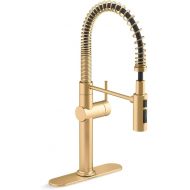 KOHLER 22973-2MB Crue High-Arc Kitchen Faucet with Pull Down Spring Spout, Professional Pre-Rinse Kitchen Faucet, Commercial Faucet, Vibrant Brushed Moderne Brass