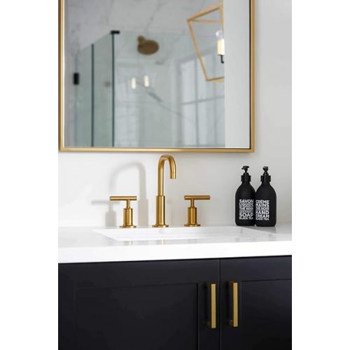  KOHLER K-14406-4-2MB Purist Bathroom Sink Faucet, Widespread Low Lever Handles and Low Gooseneck Spout, Vibrant Brush Moderne Brass
