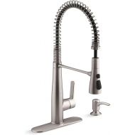 KOHLER K-R22745-SD-VS Semi-Professional Kitchen Faucet with Soap Dispenser/Lotion Dispenser, Commercial Kitchen Sink Faucet with Pull-Down Sprayhead, Vibrant Stainless