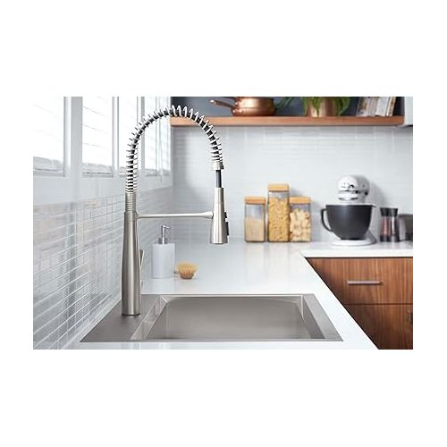  KOHLER K-R22745-SD-VS Semi-Professional Kitchen Faucet with Soap Dispenser/Lotion Dispenser, Commercial Kitchen Sink Faucet with Pull-Down Sprayhead, Vibrant Stainless