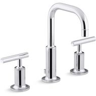 KOHLER Bathroom Faucet, Bathroom Sink Faucet, Purist Collection, 2-Handle Widespread Faucet with Metal Drain, Polished Chrome, K-14406-4-CP
