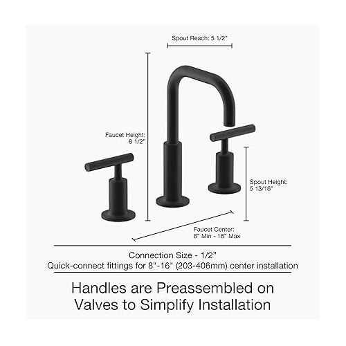  KOHLER Bathroom Faucet, Bathroom Sink Faucet, Purist Collection, 2-Handle Widespread Faucet with Metal Drain, Polished Chrome, K-14406-4-CP