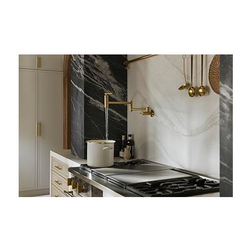  KOHLER 35745-BL Contemporary Style Wall-Mount Pot Filler, Pot Filler Faucet, Black Pot Filler, Kitchen Sink Pot Filler Faucets, Matte Black