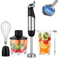 KOIOS Upgraded Immersion Blender Handheld, 1000W 12-Speed 5 in 1 Hand Mixer Stick Blender with 304 Stainless Steel Blade,Food Processor,Beaker,Egg Whisk&Milk Frother,BPA-Free,Smoothies Puree Baby Food